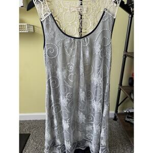 a’reve Lace Embroidered Dress M Boho‎ Cottagecore Y2K Crochet Back Fairycore